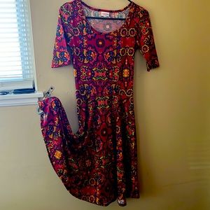 Paisley floral fit and flare lularoe dress XS red floral